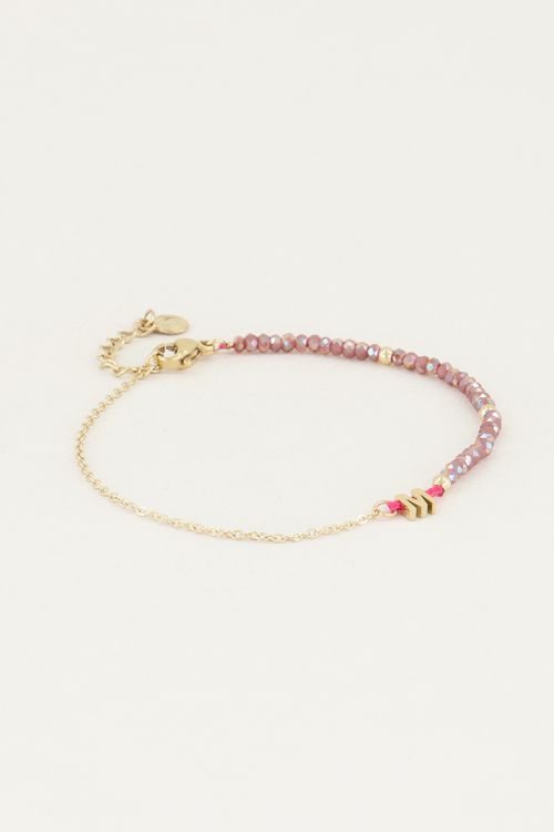Lilafarbenes Perlenarmband mit Initialen| Lilafarbenes Armband My Jewellery