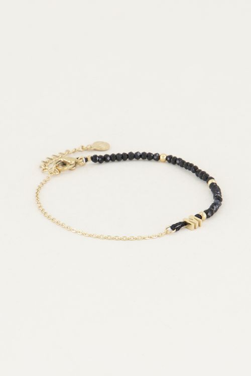 Schwarzes Perlenarmband mit Initialen | Schwarze Dekoration My Jewellery