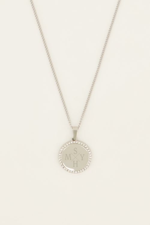 Atelier lange ketting met ronde strass bedel | My Jewellery