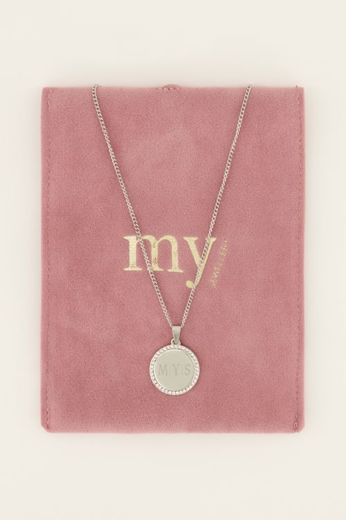 Atelier korte ketting met ronde strass bedel | My Jewellery