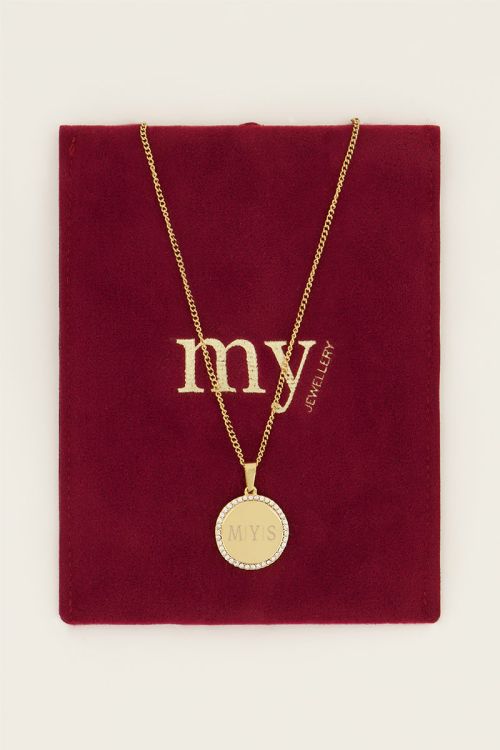 Atelier lange ketting met ronde strass bedel | My Jewellery