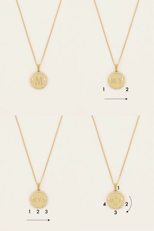 Atelier korte ketting met ronde strass bedel | My Jewellery
