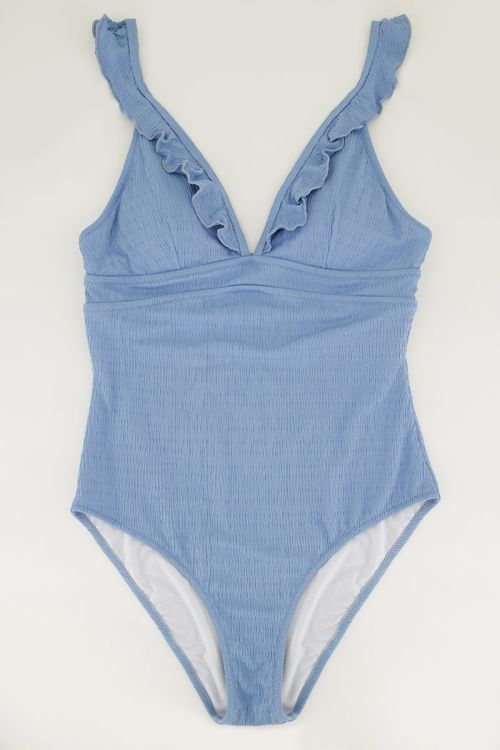 Blauw badpak met frills