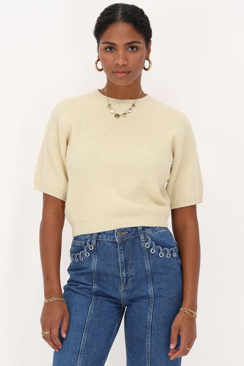 Beige bouclé top short sleeves | My Jewellery