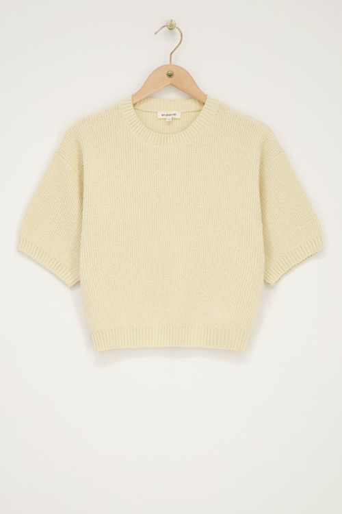 Beige bouclé top short sleeves | My Jewellery