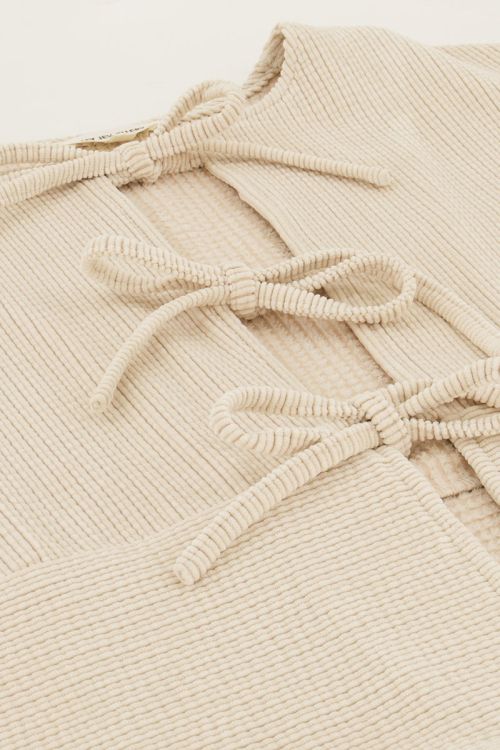 Beige corduroy top with bows | My Jewellery