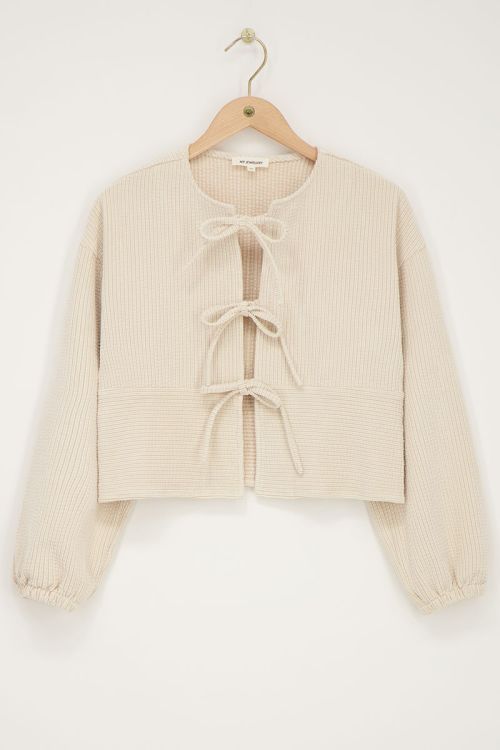 Beige corduroy top with bows | My Jewellery
