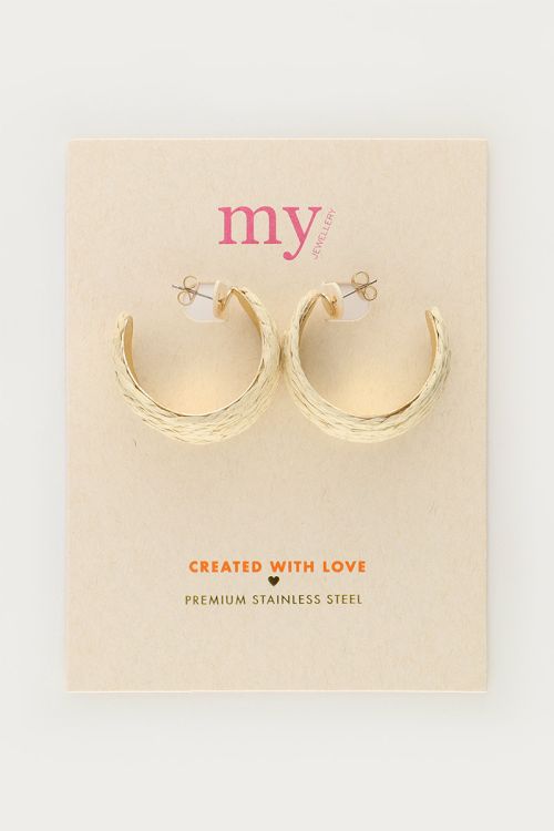 Wide earrings with beige raffia | My Jewellery