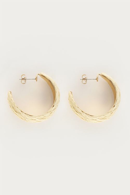 Wide earrings with beige raffia | My Jewellery