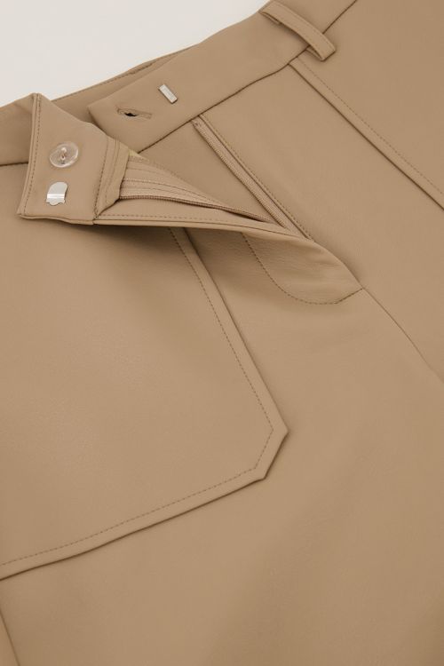 Beige leather look pants with pockets | My Jewellery