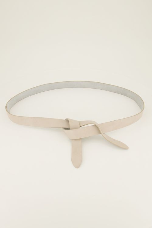 Beige leren knoopriem