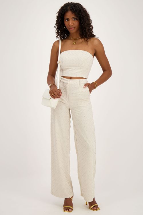 Beige linen corset top with studs | My Jewellery