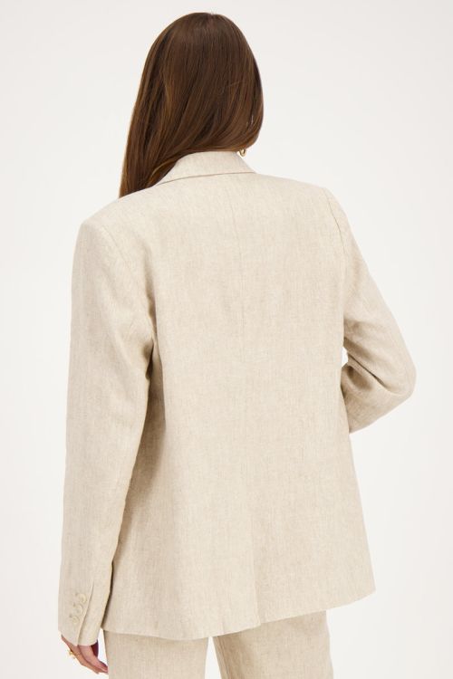 Beige linen look blazer double-breasted | My Jewellery
