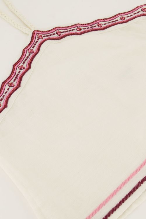 Beige linen look halter top with beads | My Jewellery