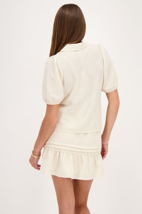 beige linen look top with bows