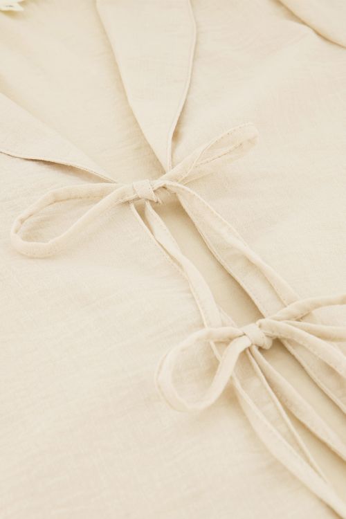 Beige linen look top with bows | My Jewellery