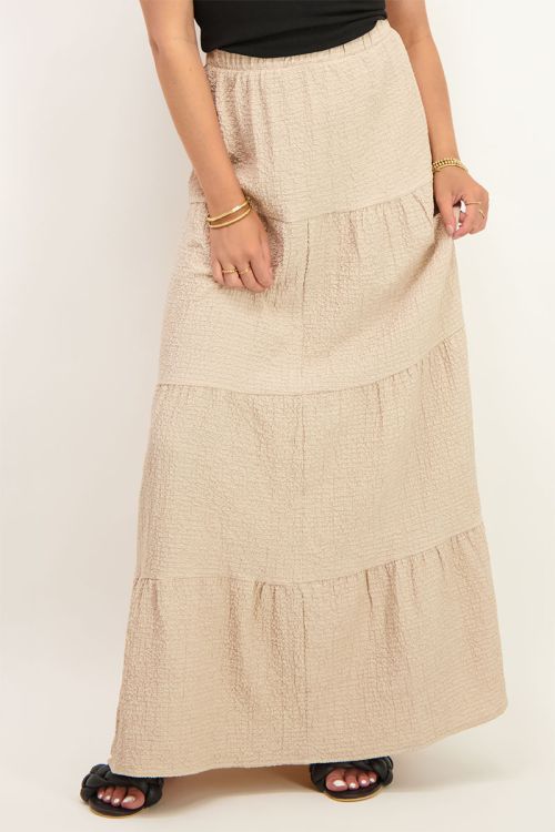 Beige maxi rok met lagen | lange jurk | My Jewellery
