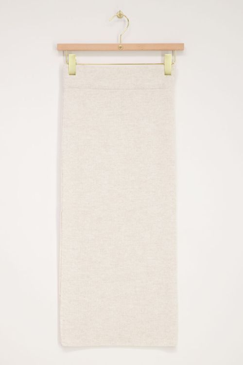 Beige midi skirt with split and rib | My Jewellery