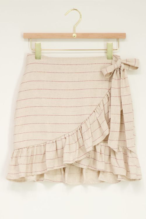 Beige overslagrok lurexdraad