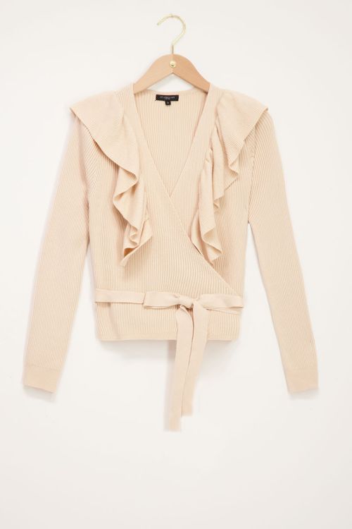 Beige ruffled wrap cardigan | My Jewellery
