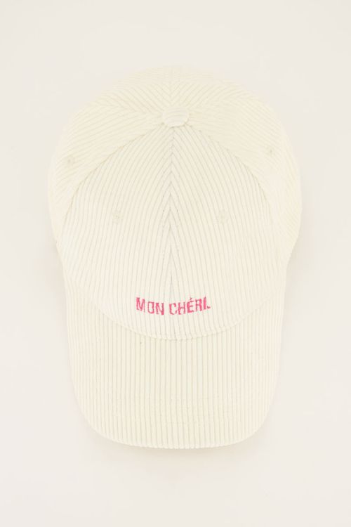 Beige pet ribstof met Mon Chéri tekst | Pet | My Jewellery