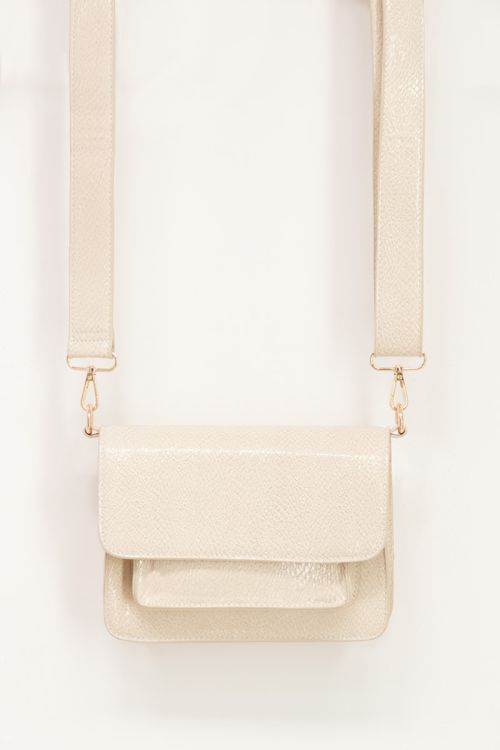 Beige crocodile print shoulder bag