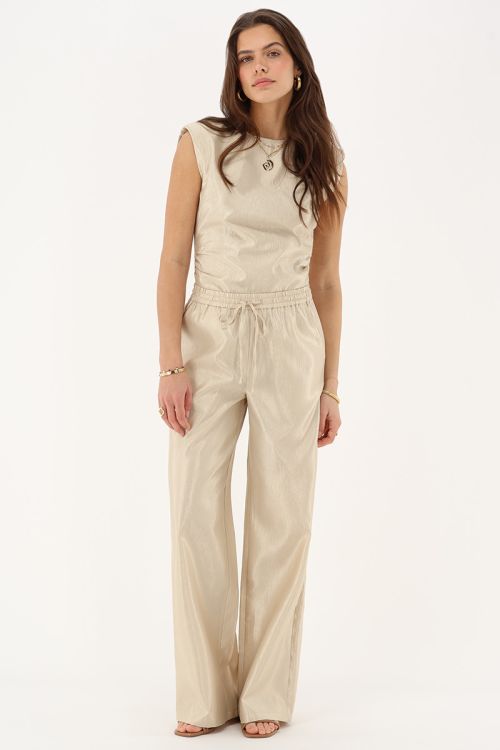 Beige shiny top with shoulder padding | My Jewellery