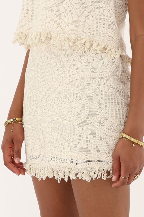 Beige mini skirt with embroidery | My Jewellery