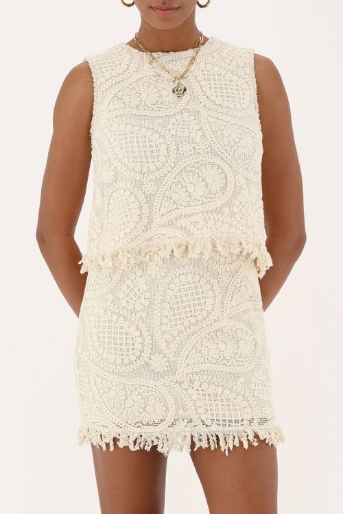 Beige mini skirt with embroidery | My Jewellery