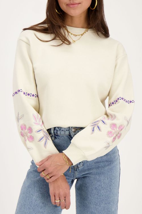 Beige sweatshirt with embroidery | My Jewellery