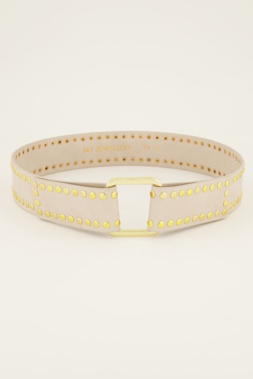 Beige tailleriem met goudkleurige studs