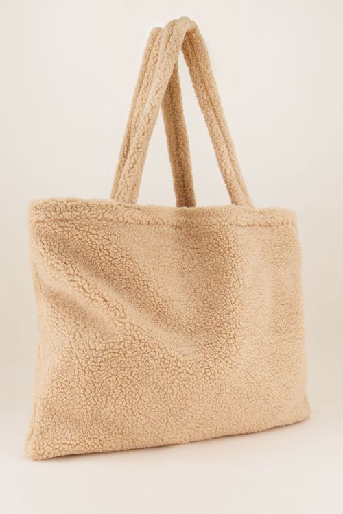 Beige teddy shopper