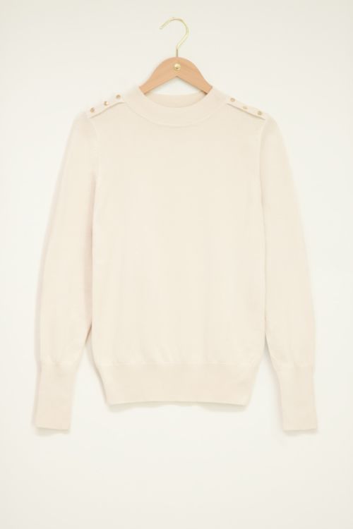 Beige top met col & My Jewellery knoopjes