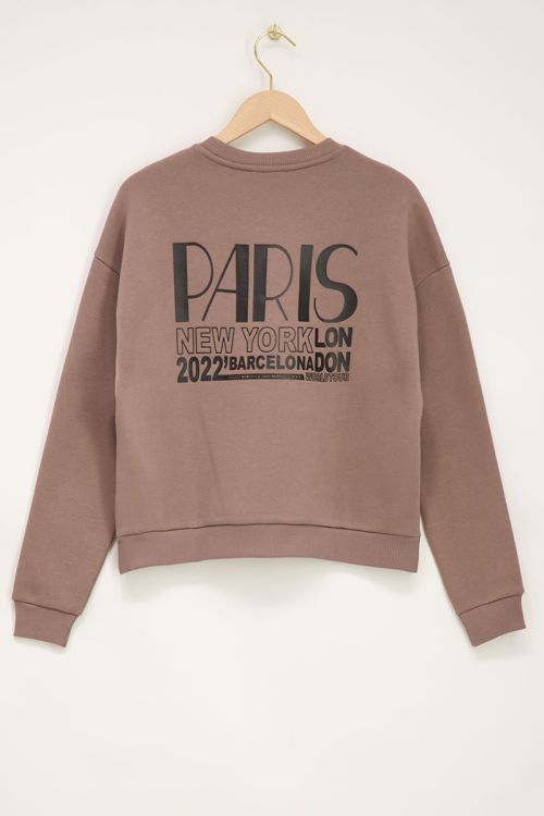 Beige trui met worldtour backprint | My Jewellery