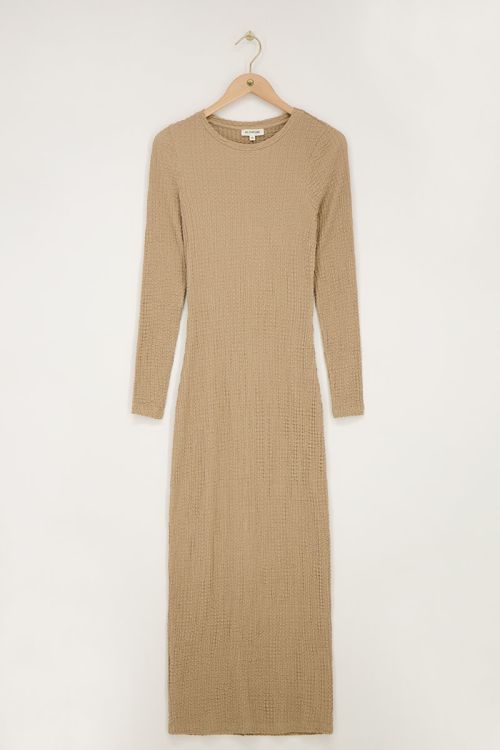 Beige maxi dress with structure & slit | My Jewellery