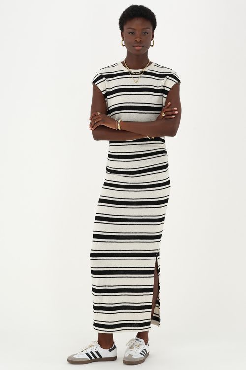 Beige striped midi dress | My Jewellery