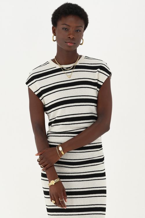 Beige striped midi dress | My Jewellery