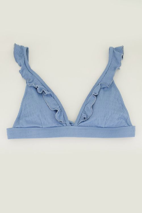 Bikini top met frills blauw
