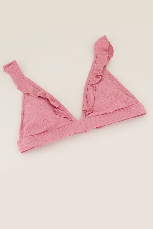 Bikini top met frills roze