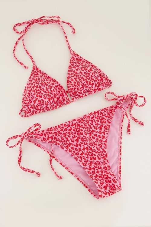Roze triangle cheetah bikini set