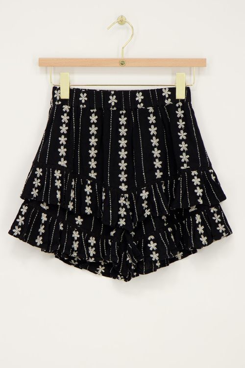 Zwart-witte skort met embroidery