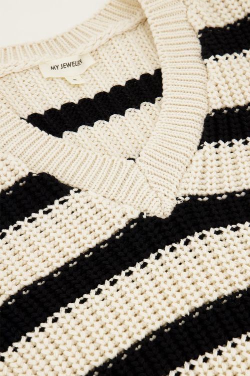 Black & white striped spencer with v-neck | My Jewellery