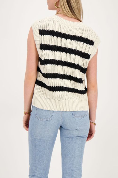 Black & white striped spencer with v-neck | My Jewellery