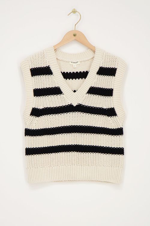 Black & white striped spencer with v-neck | My Jewellery