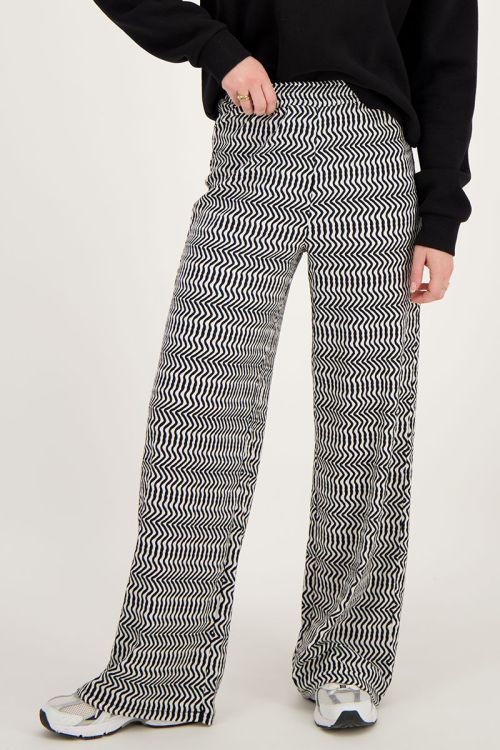 Black & white zigzag wide-leg pants | My Jewellery