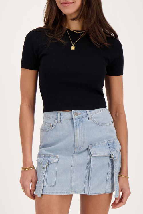 Black basic crop top with short sleeves | My Jewellery