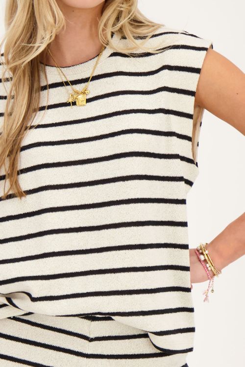 Black and beige striped muscle top | My Jewellery