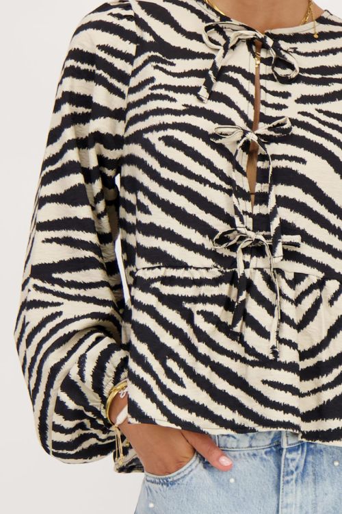 Black-beige zebra top with bows | My Jewellery