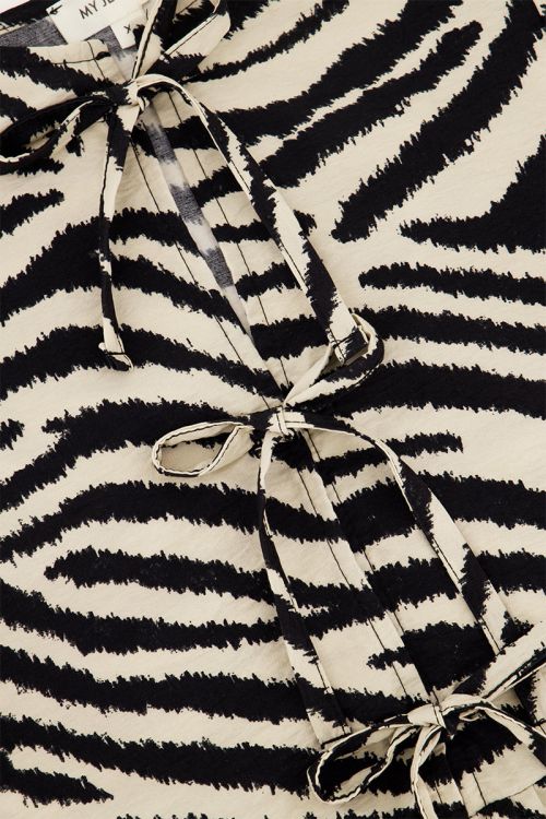 Black-beige zebra top with bows