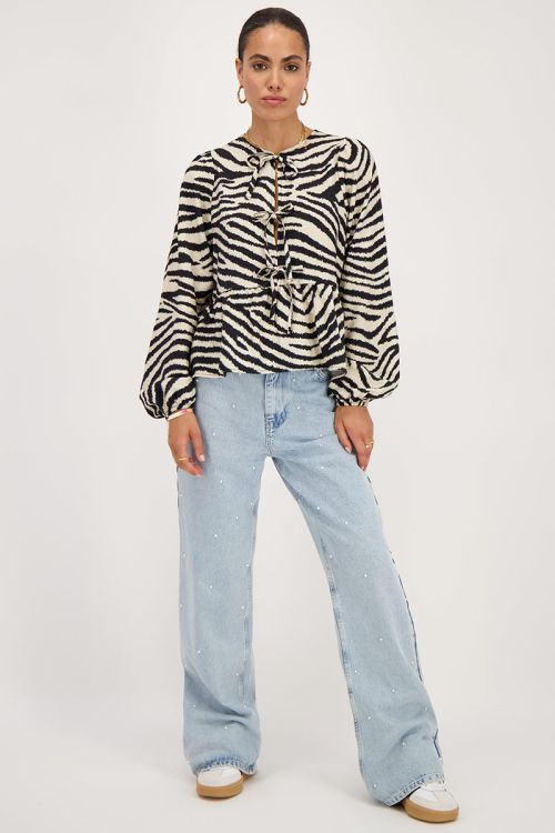 Black-beige zebra top with bows | My Jewellery